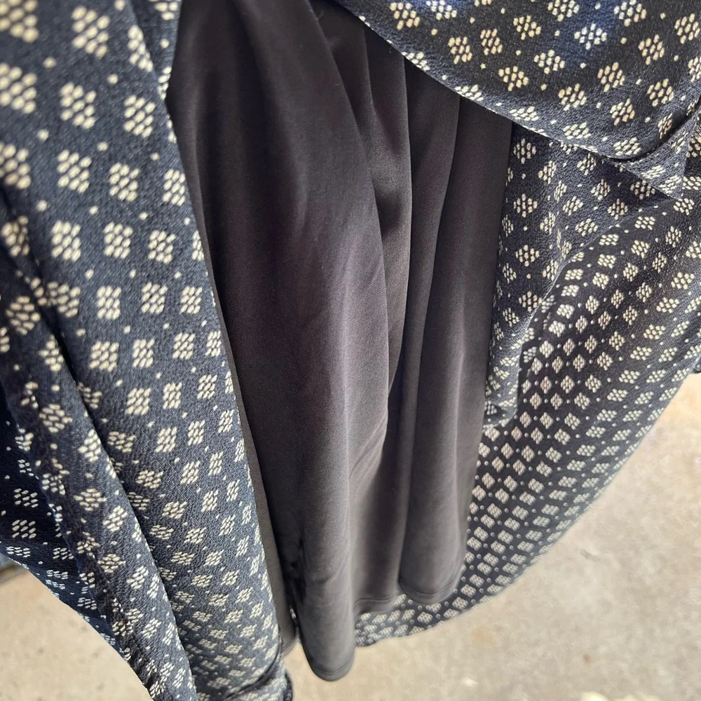 Indigo Rose Sleeveless Navy Floral Midi Dress w/ elastic waist decorative belt - Picture 8 of 10